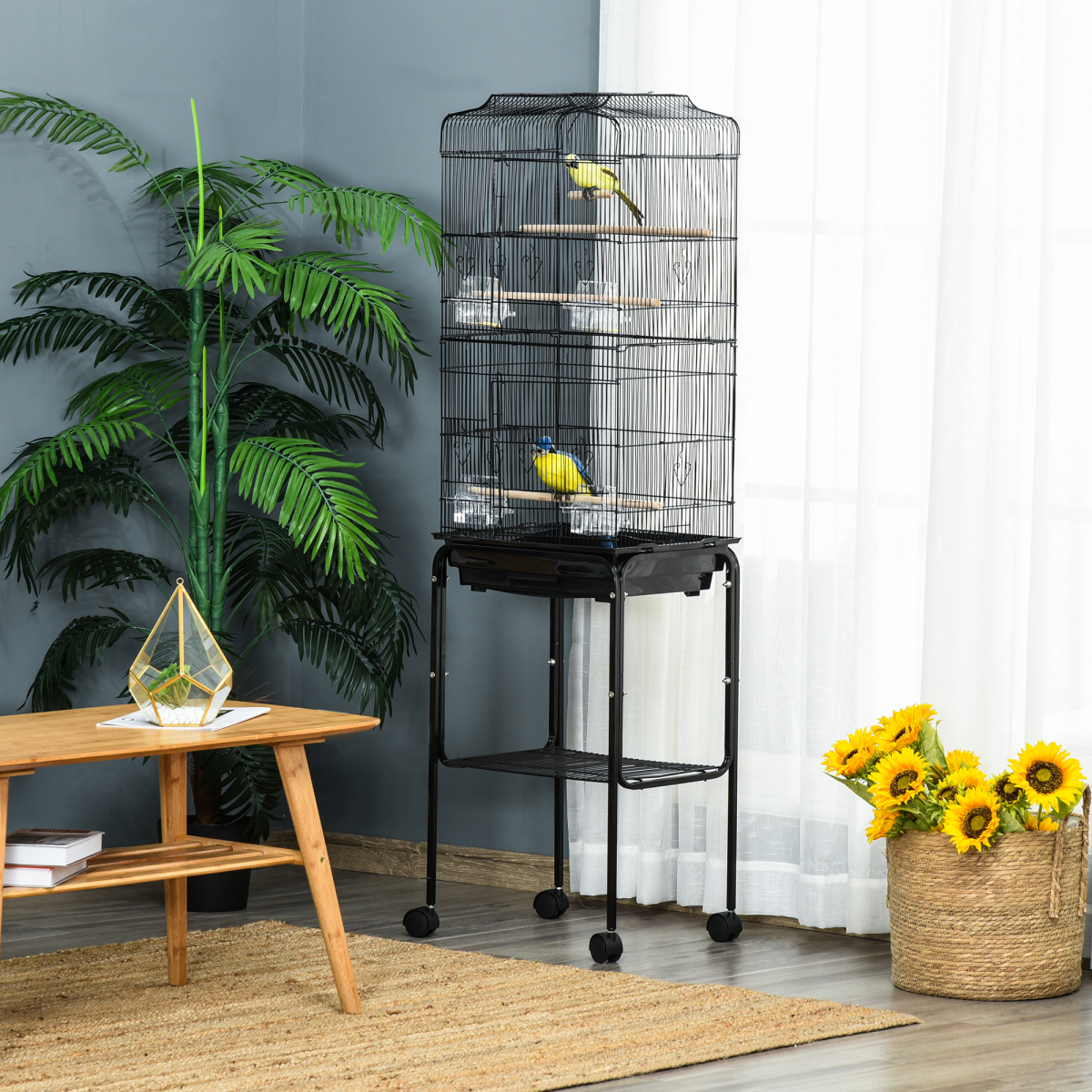 cortex-london-windsor-metal-bird-cage-with-rolling-stand-black