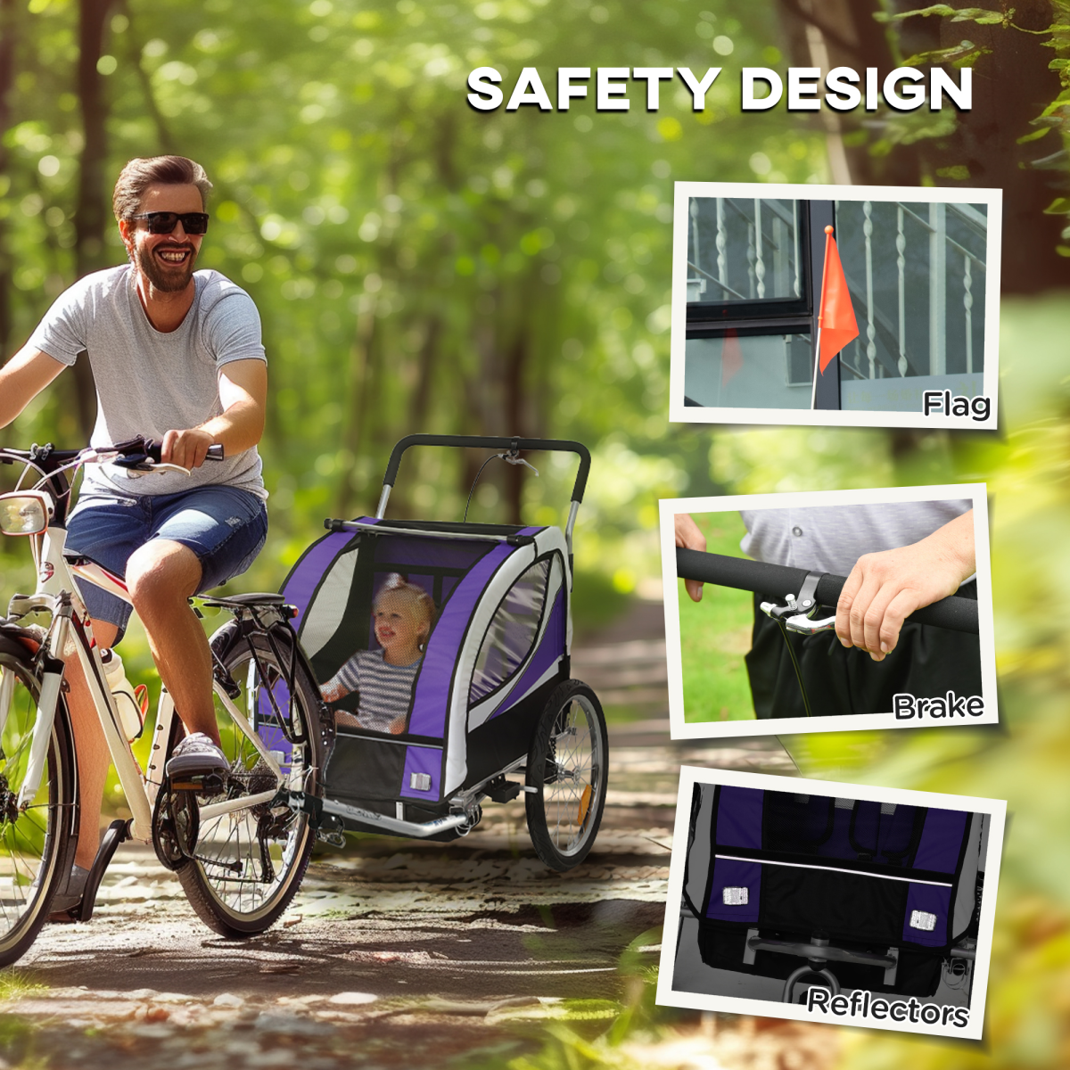 cortex-london-windsor-two-seat-child-bike-trailer-purple-steel-oxford-fabric