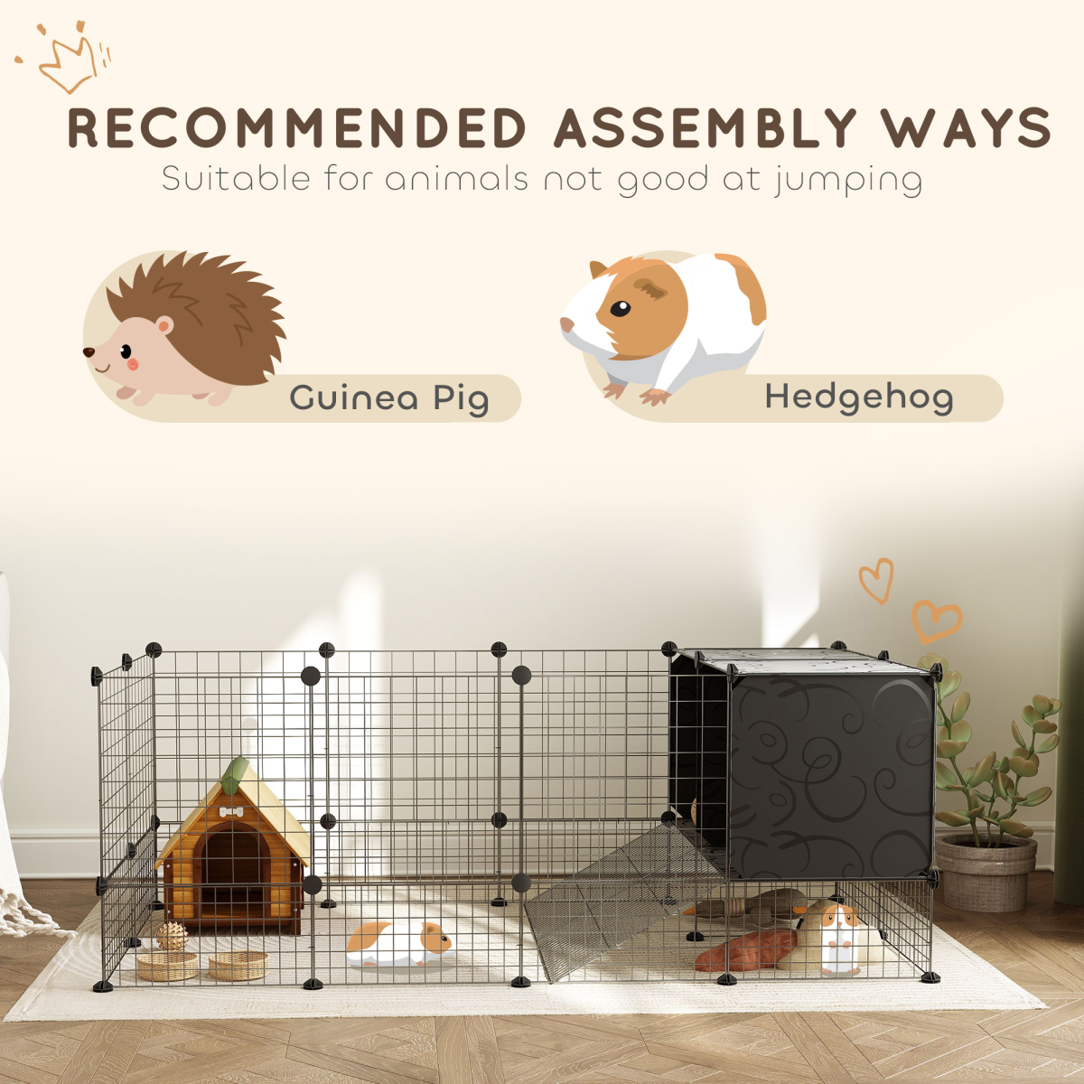 cortex-london-windsor-small-animal-cage-raised-huts-guinea-pigs-rabbits-black