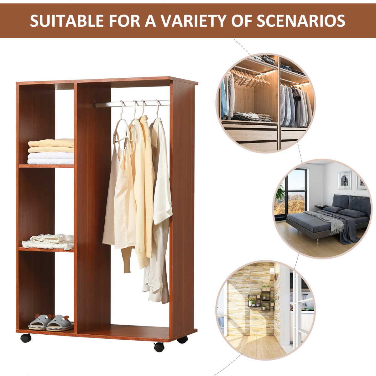 cortex-london-york-walnut-open-wardrobe-hanging-rail-cubbies-wheels