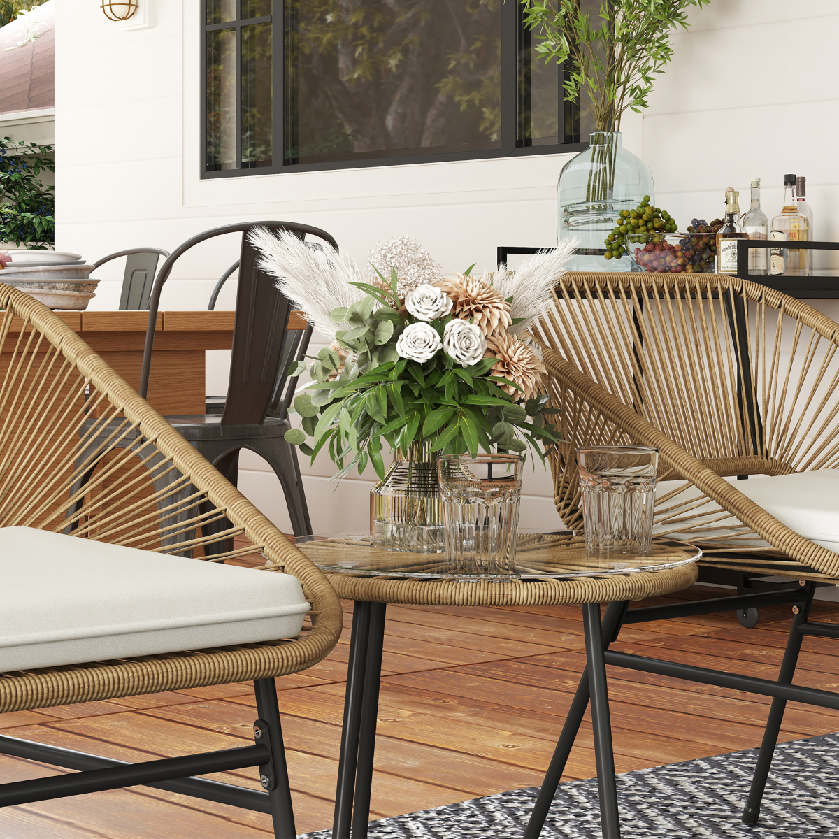 cortex-london-windsor-rattan-bistro-set-two-chairs-round-glass-table-cushions