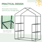 WalkIn Greenhouse 2 Tier Shelf, Roll-Up Door, PE Cover, 141x72x191cm, Green
