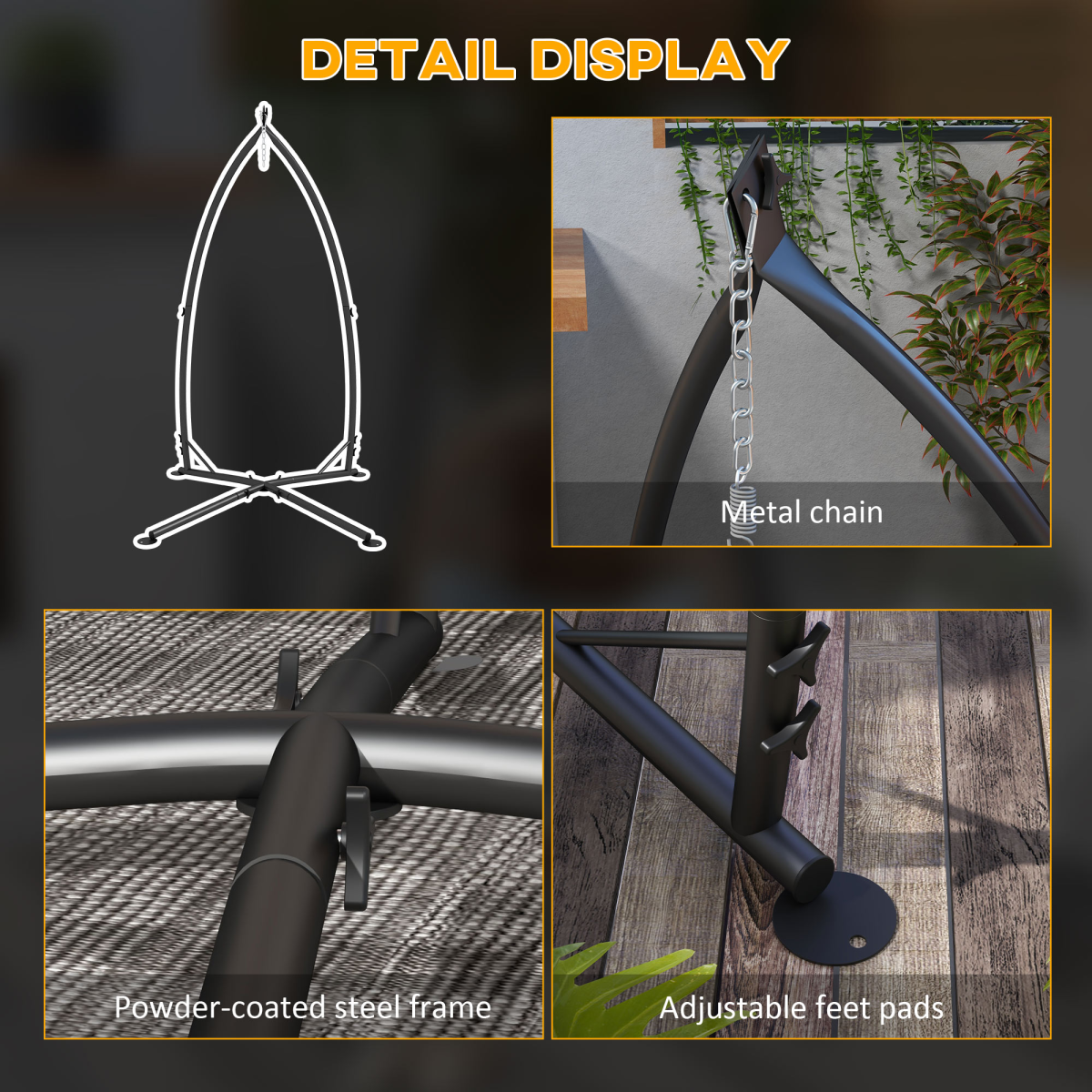 cortex-london-outsunnny-hammock-chair-stand-black-steel-single-connection-point