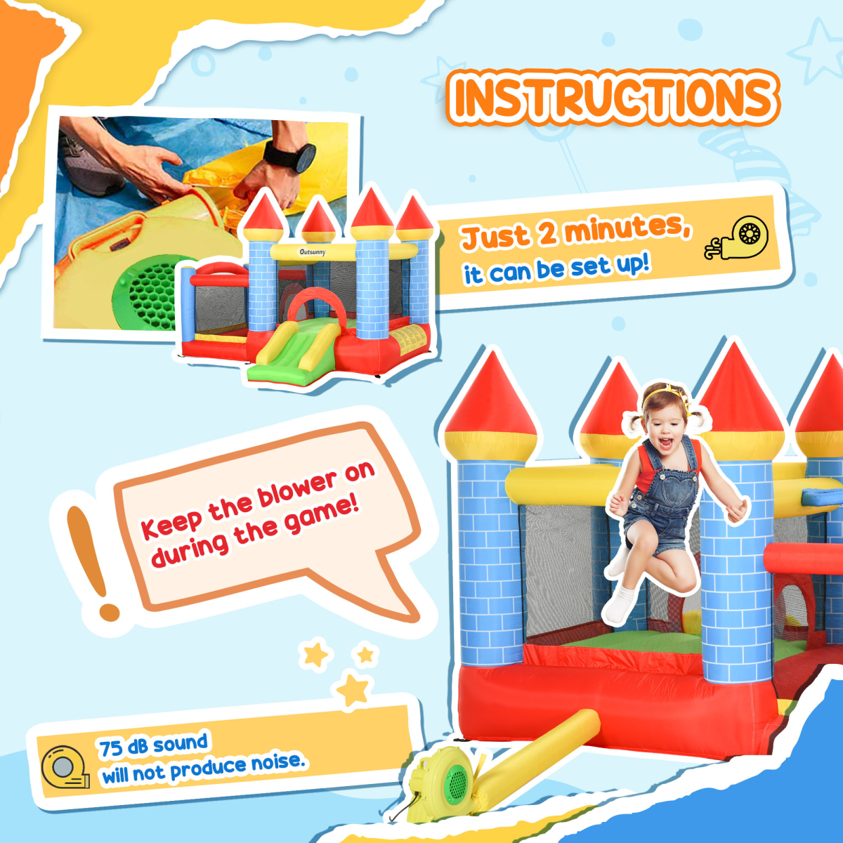 cortex-london-windsor-four-in-one-bouncy-castle-slide-pool-with-blower-multicolour