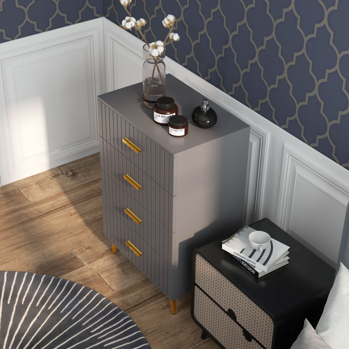 cortex-london-windsor-dark-grey-four-drawer-chest-aluminium-legs