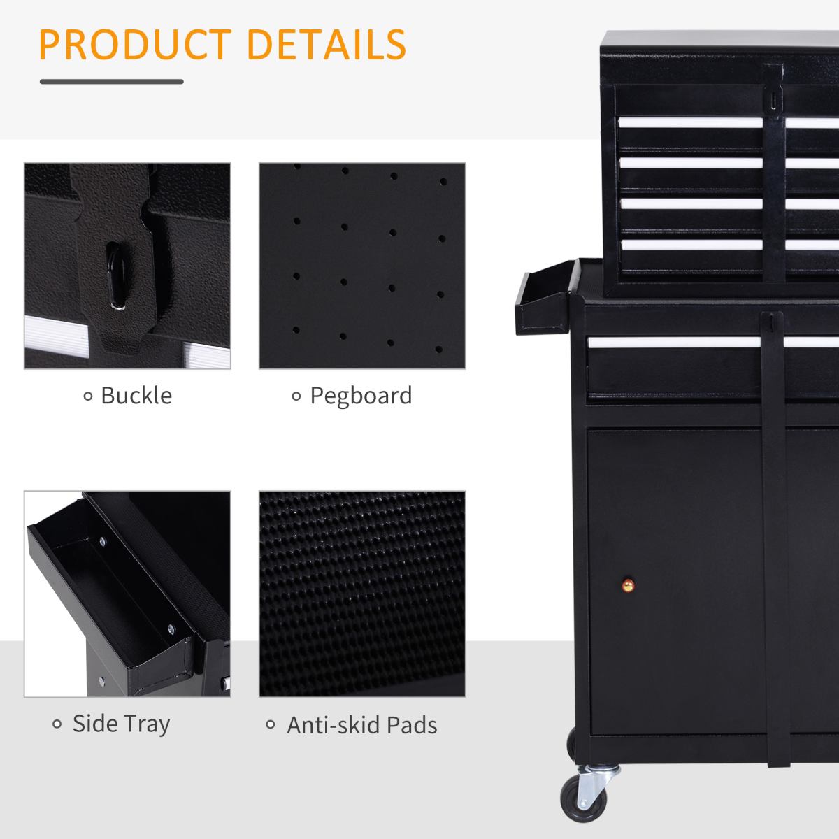 cortex-london-windsor-steel-four-drawer-dual-door-tool-cabinet-on-wheels-black