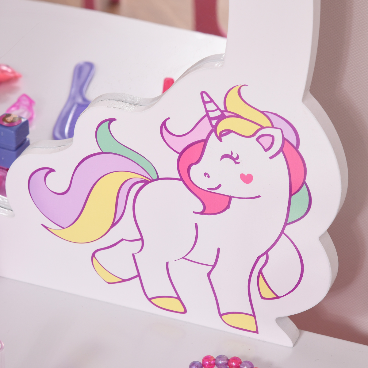 cortex-london-windsor-unicorn-kids-dressing-table-set-pink-white-mdf-acrylic-mirror-stool