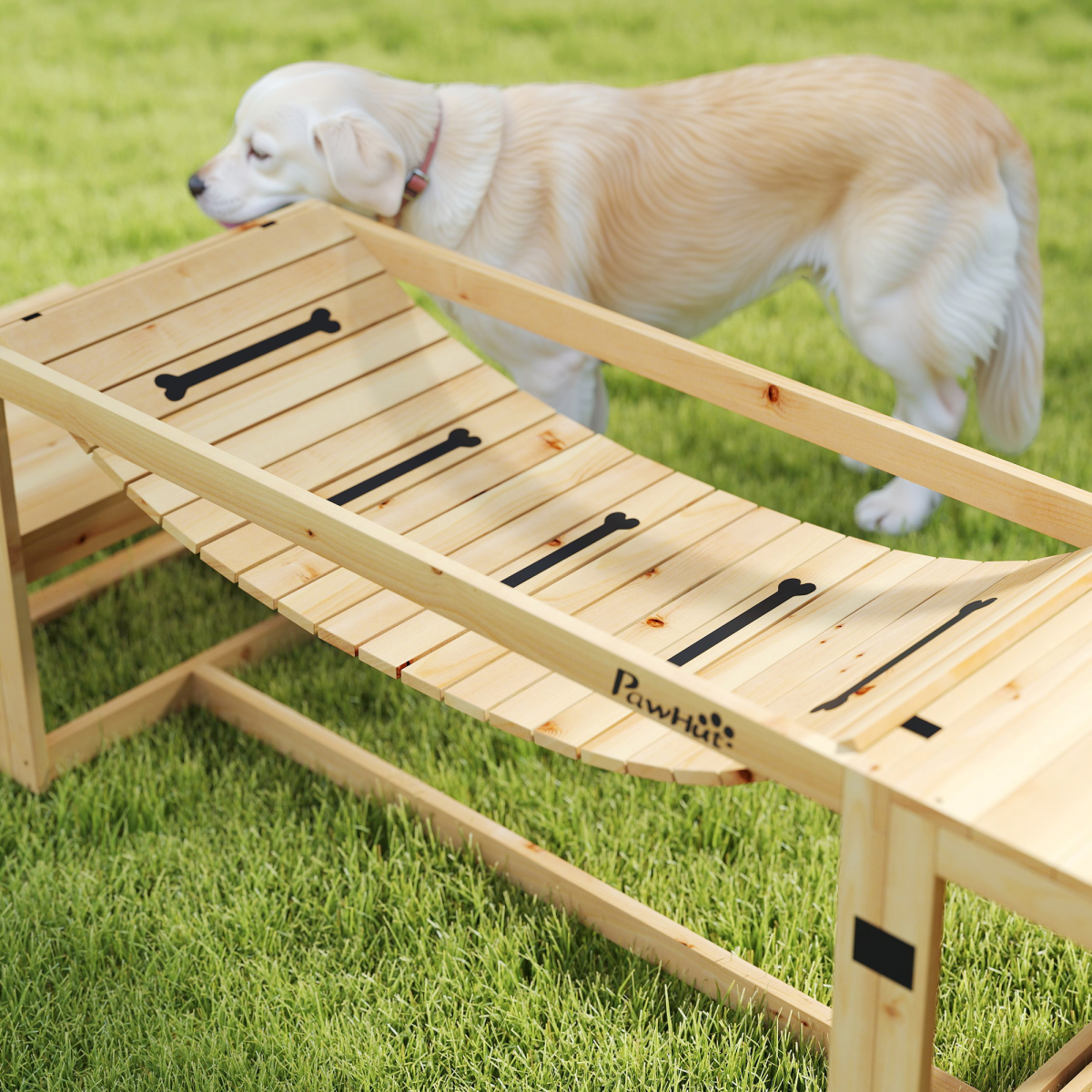 PawHut 3 Pieces Wooden Dog Agility Training Equipment, Natural Wood