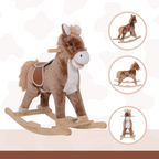 HOMCOM Kids Rocking Horse Wooden Plush Age 3 Children Ride On Toy Rocker Baby