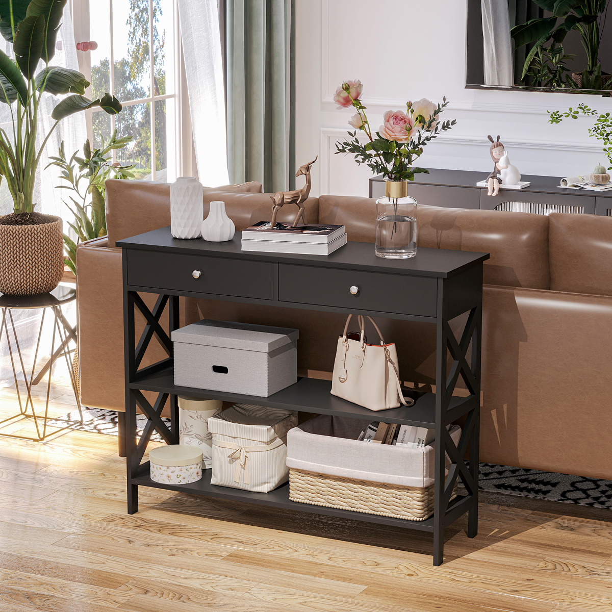 cortex-london-york-black-console-table-with-drawers-and-shelves