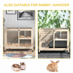 Indoor Rabbit Hutch Guinea Pig House Bunny Cage Openable Roof, Natural