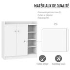 Shoe Storage Cabinet Home 2 Doors w/Adjustable 4 Shelves White