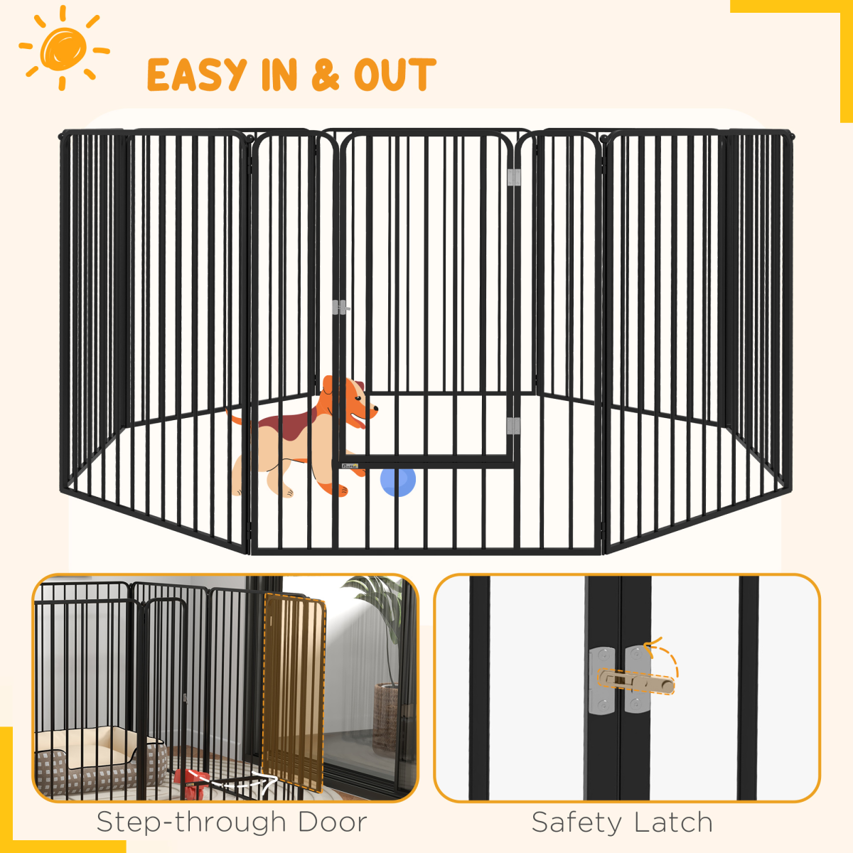 cortex-london-windsor-100cm-eight-panel-steel-dog-playpen-black