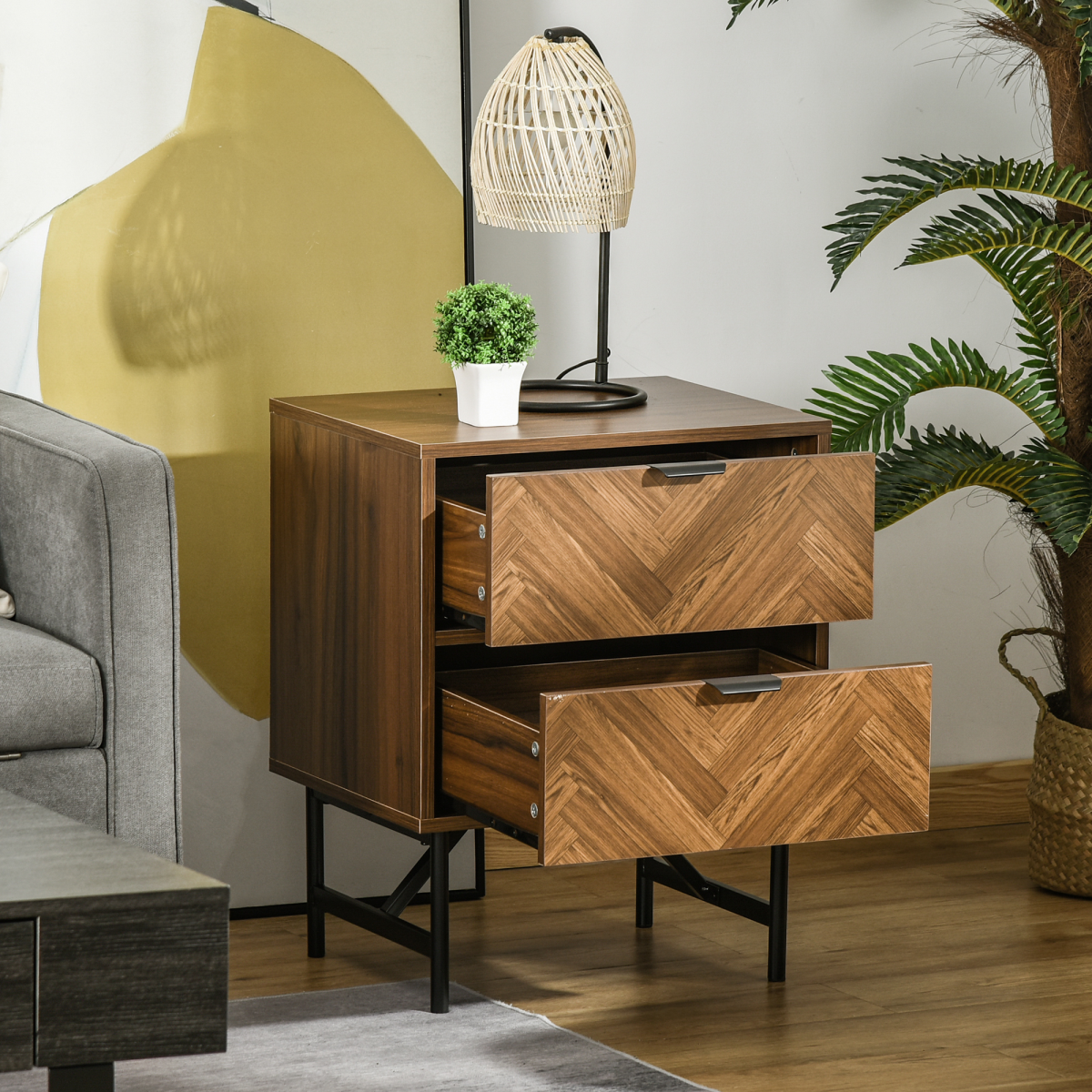 cortex-london-windsor-walnut-herringbone-two-drawer-side-cabinet