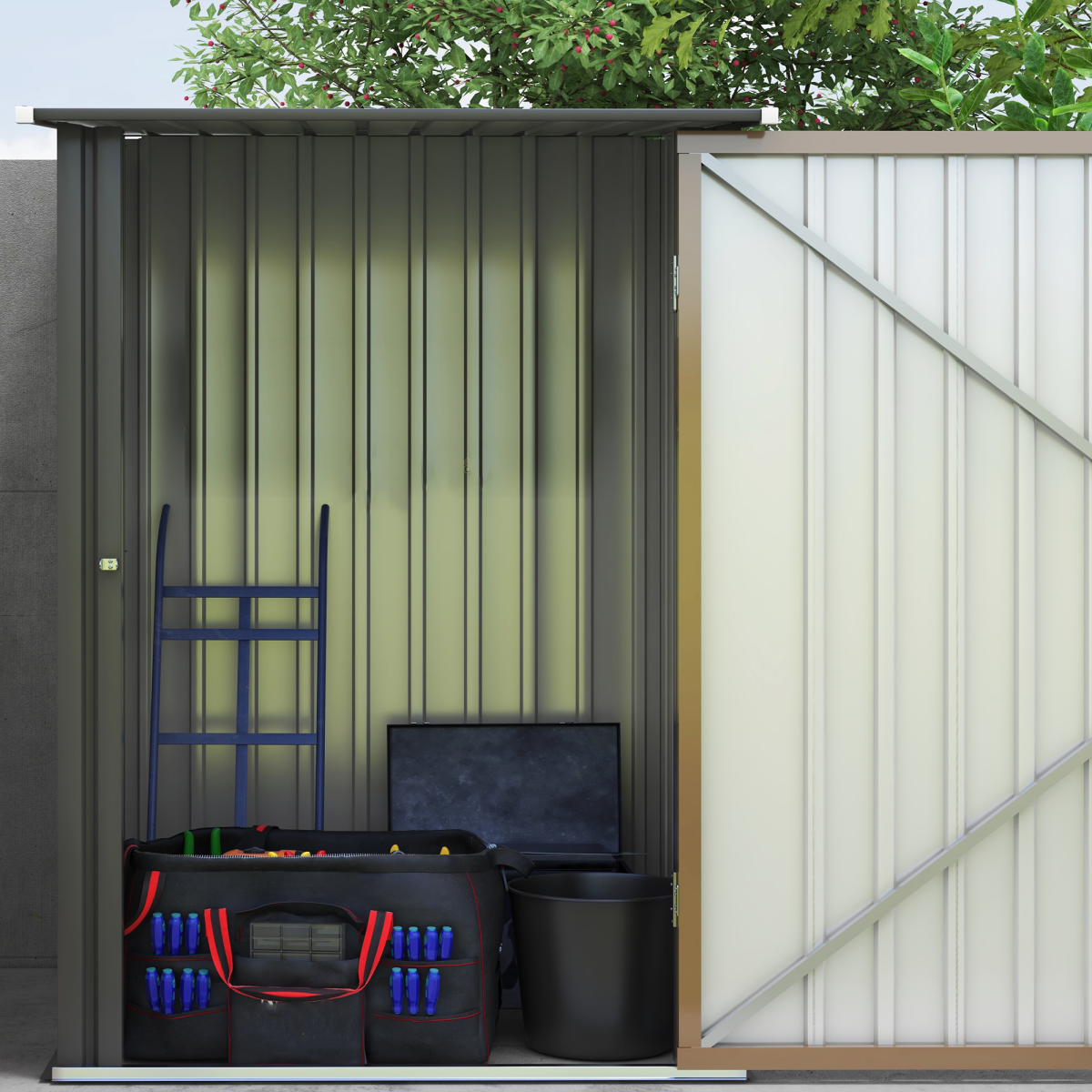 cortex-london-windsor-steel-garden-storage-shed-brown-dark-grey