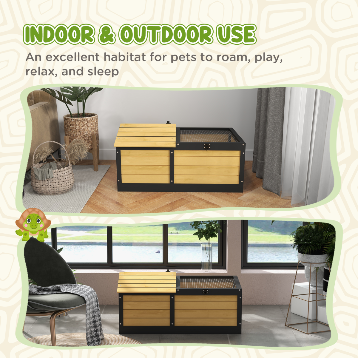 cortex-london-windsor-pawhut-yellow-wooden-tortoise-house-hide-shelter-run