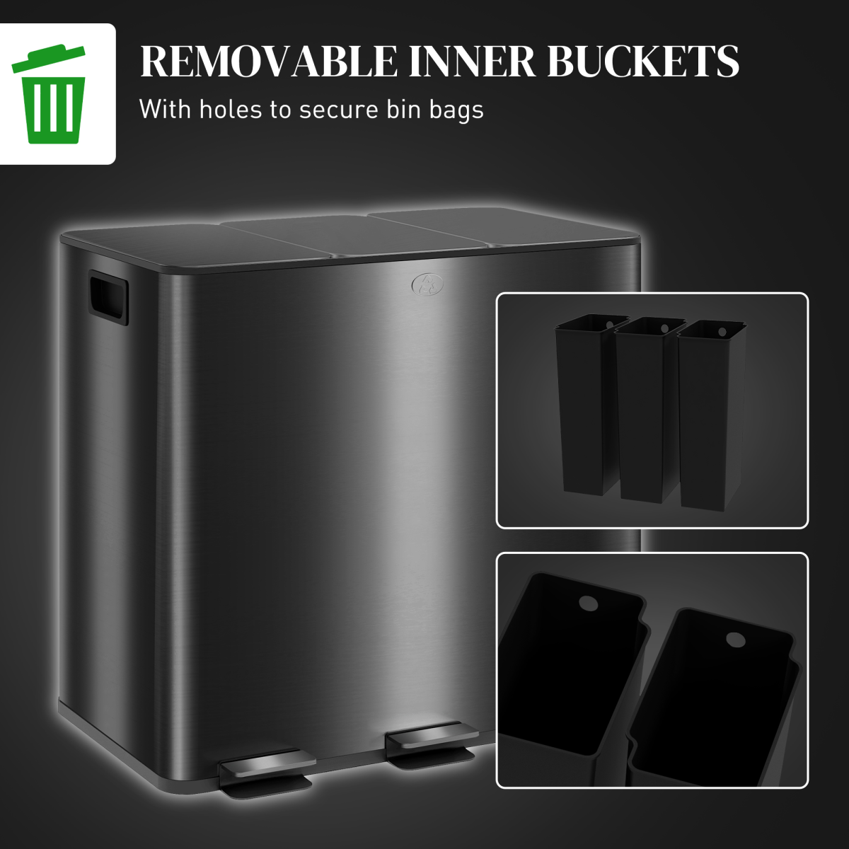cortex-london-windsor-triple-kitchen-recycling-bin-3-x-15l-black