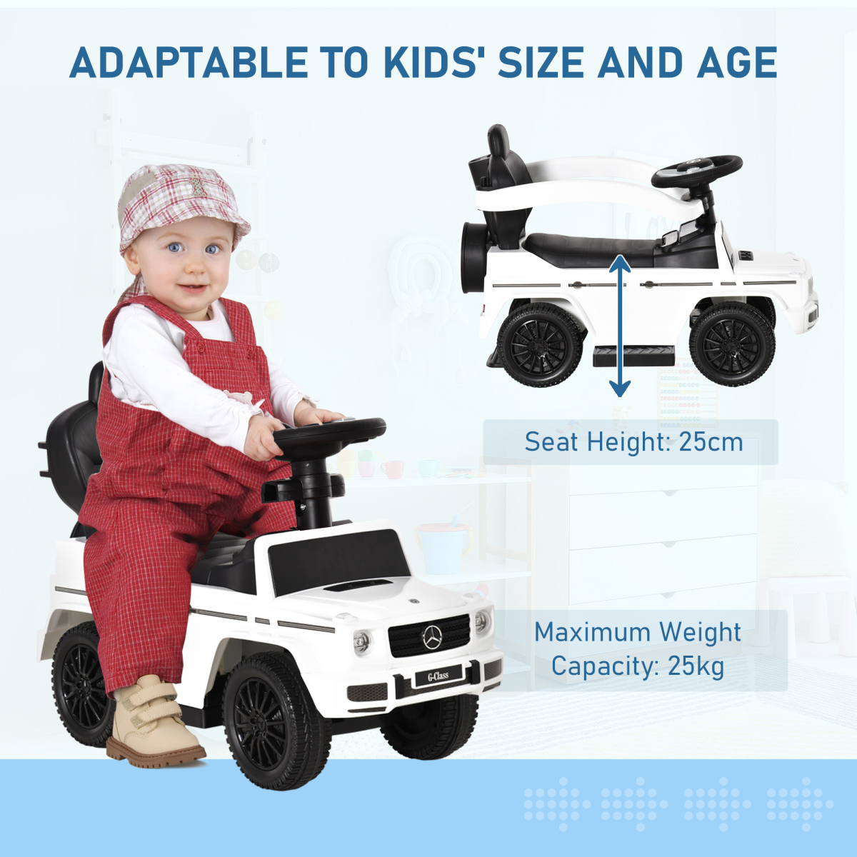 cortex-london-windsor-mercedes-benz-g350-white-ride-on-slider-stroller-kids-vehicle