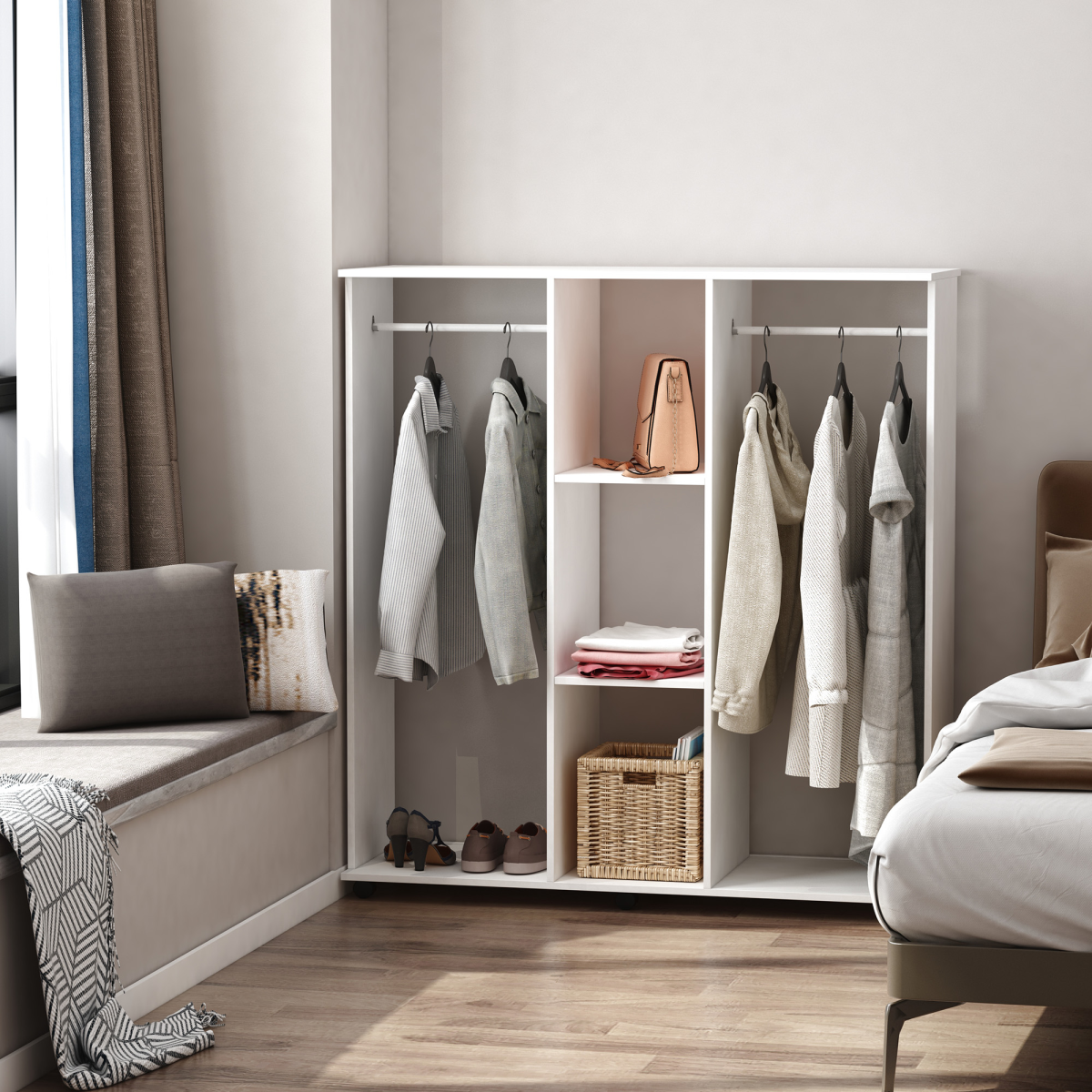 cortex-london-windsor-mobile-double-open-wardrobe-hanging-rails-white