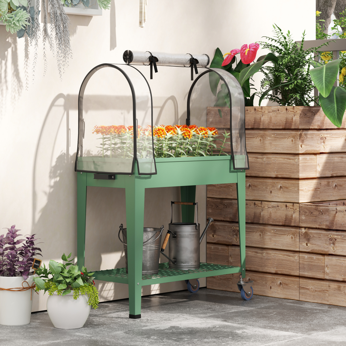 cortex-london-kensington-mobile-raised-garden-bed-greenhouse-green