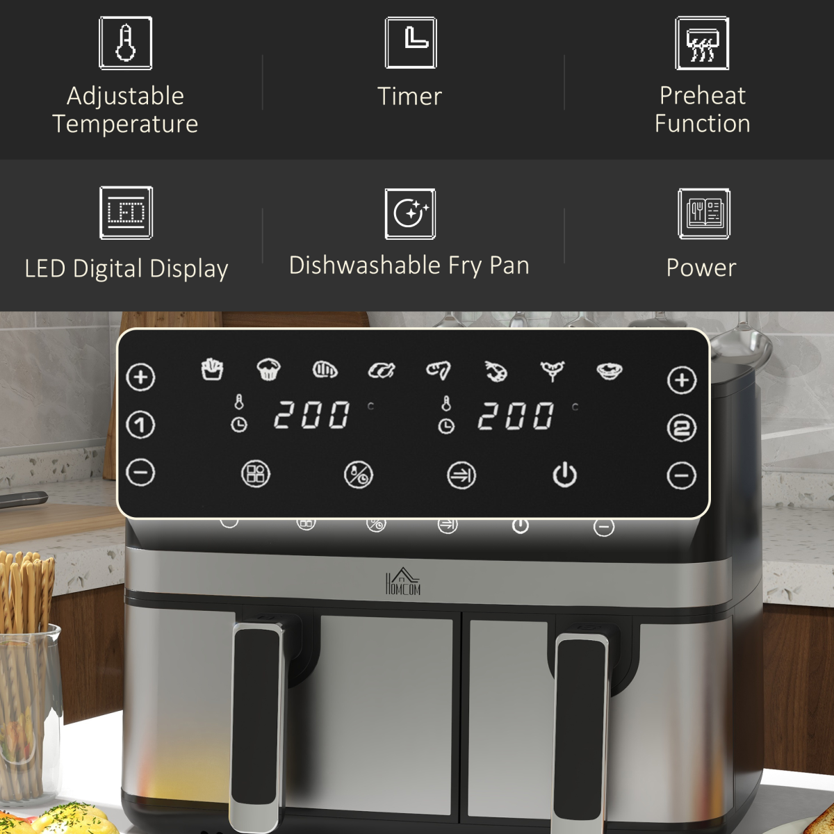 cortex-london-windsor-dual-zone-air-fryer-eight-point-five-litre-2700w-black-silver
