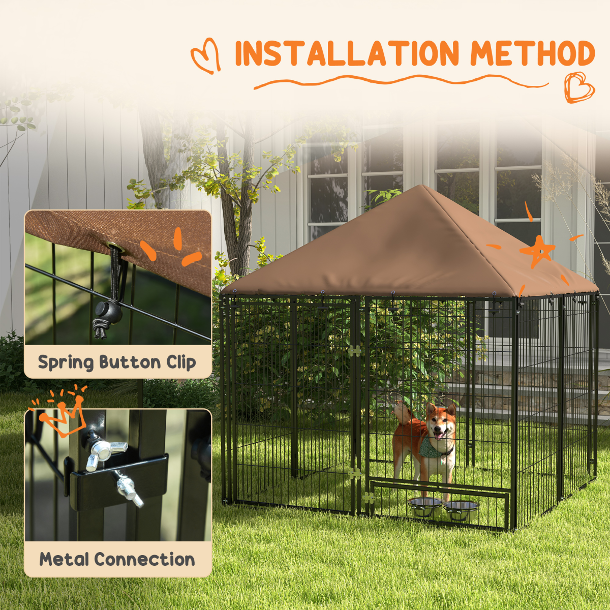 cortex-london-windsor-outdoor-dog-kennel-canopy-secure-lock-bowl-holder-black-brown