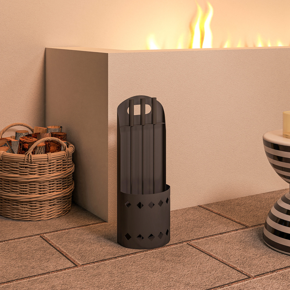 cortex-london-windsor-black-metal-four-piece-fireplace-companion-set