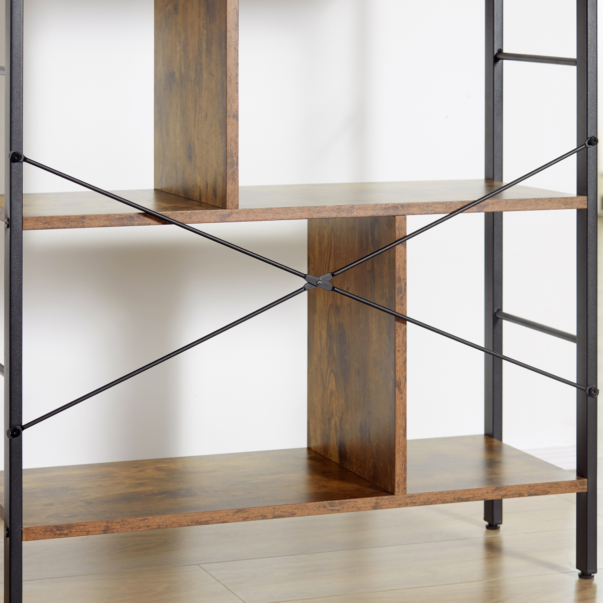 cortex-london-york-industrial-five-tier-storage-bookcase-brown-black-metal-frame