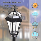 2 PCS LED Garden Lights Lamp Post Solar Powered Lantern black