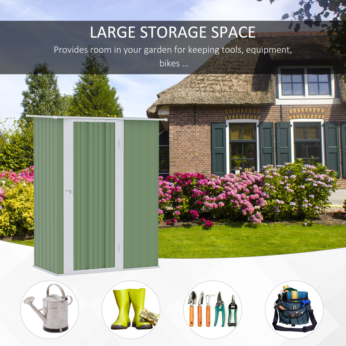 cortex-london-windsor-green-garden-storage-shed-lockable-door-sloped-roof-142x84x189cm
