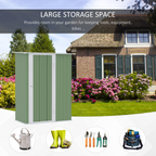 Garden Storage Shed, Sloped Roof, Lockable Door Green, 142x84x189cm