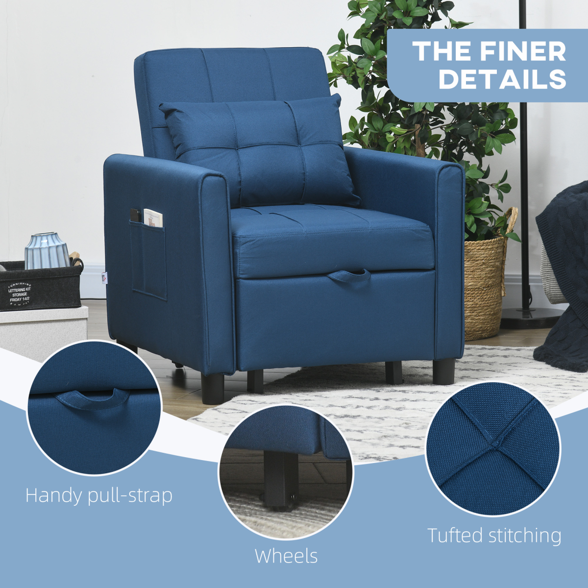 cortex-london-windsor-blue-pull-out-chair-bed-with-pillow-and-side-pockets