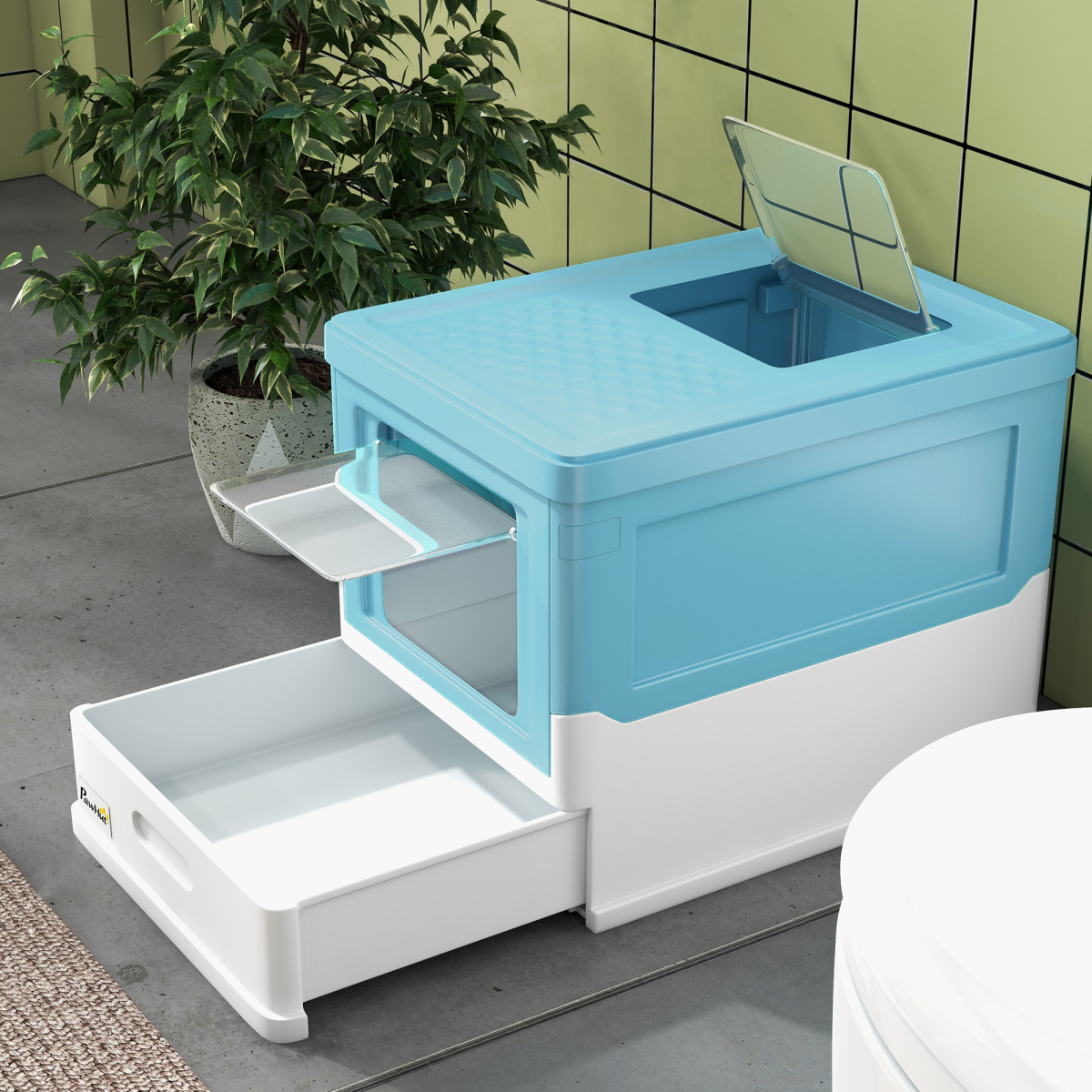 cortex-london-york-hooded-cat-litter-box-light-blue-white-with-scoop