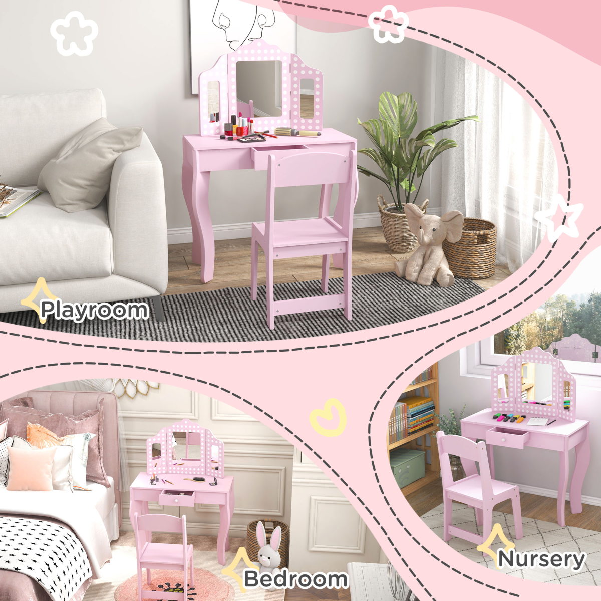 cortex-london-aiyaplay-bath-pink-kids-dressing-table-stool-trifold-mirror