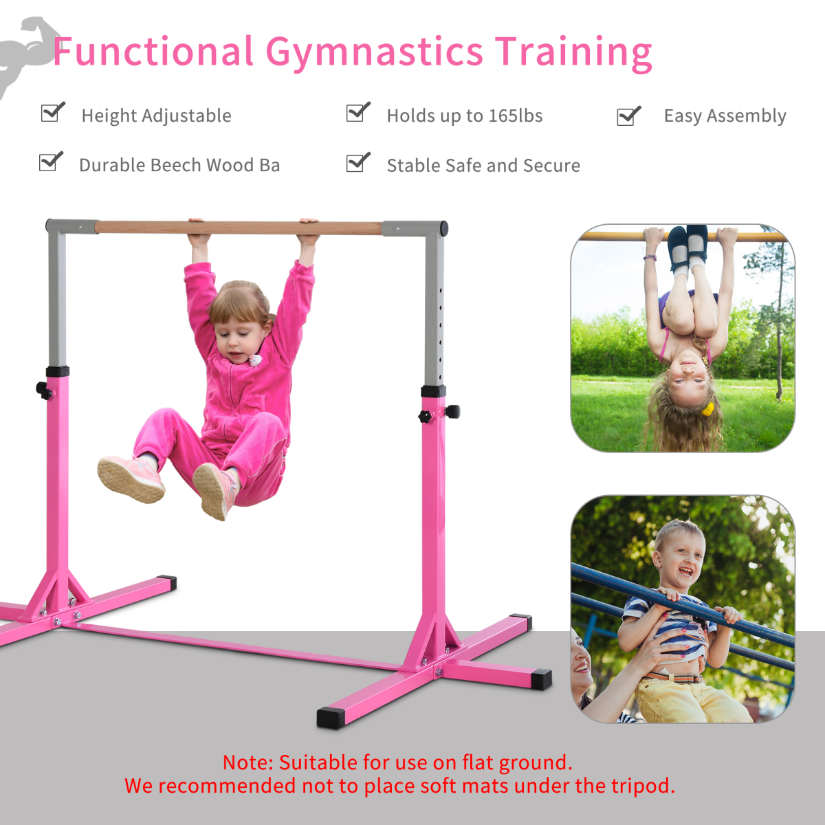 cortex-london-windsor-adjustable-kids-gymnastics-horizontal-bar-steel-frame-beech-wood