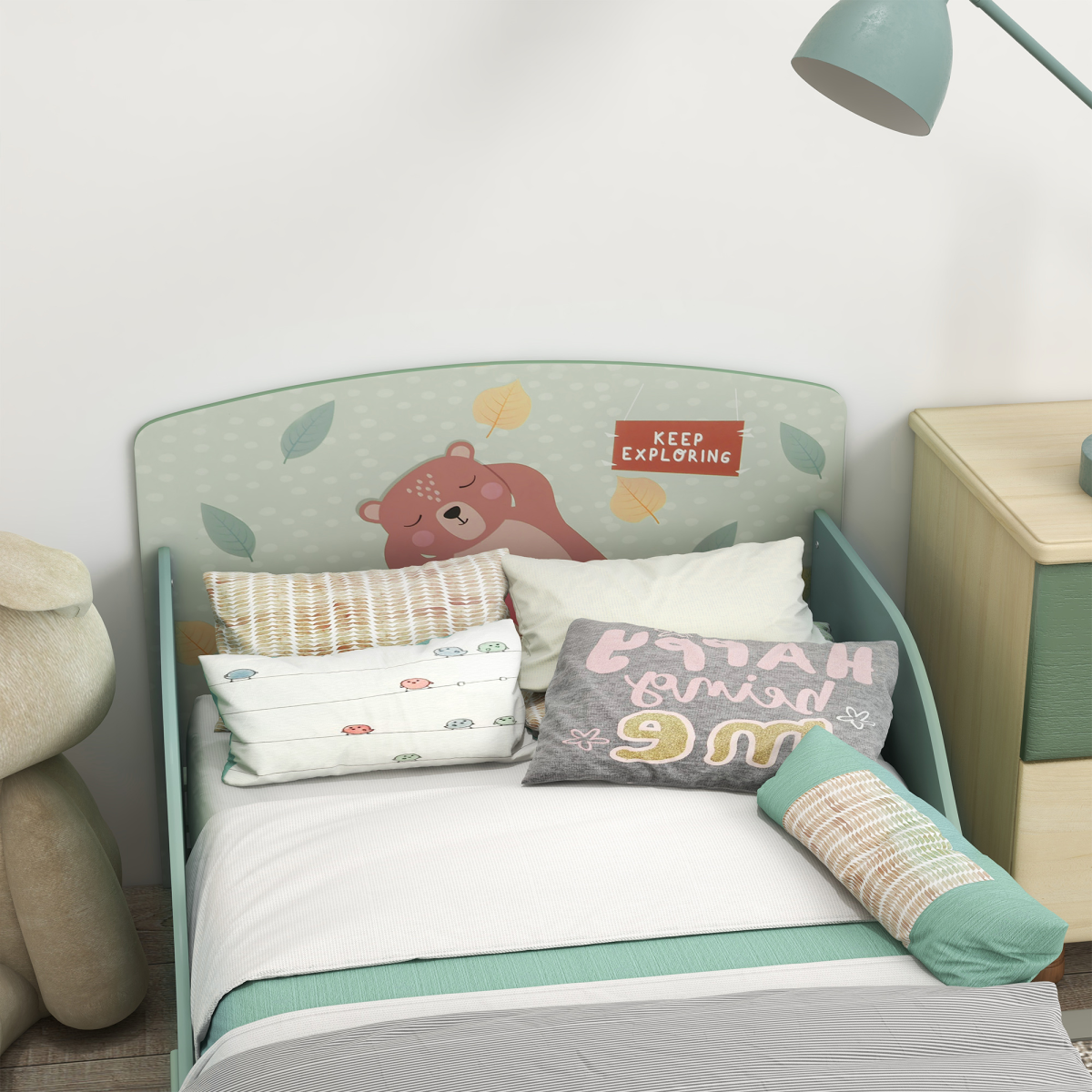 cortex-london-windsor-green-toddler-bed-frame-animal-design-ages-3-6-years