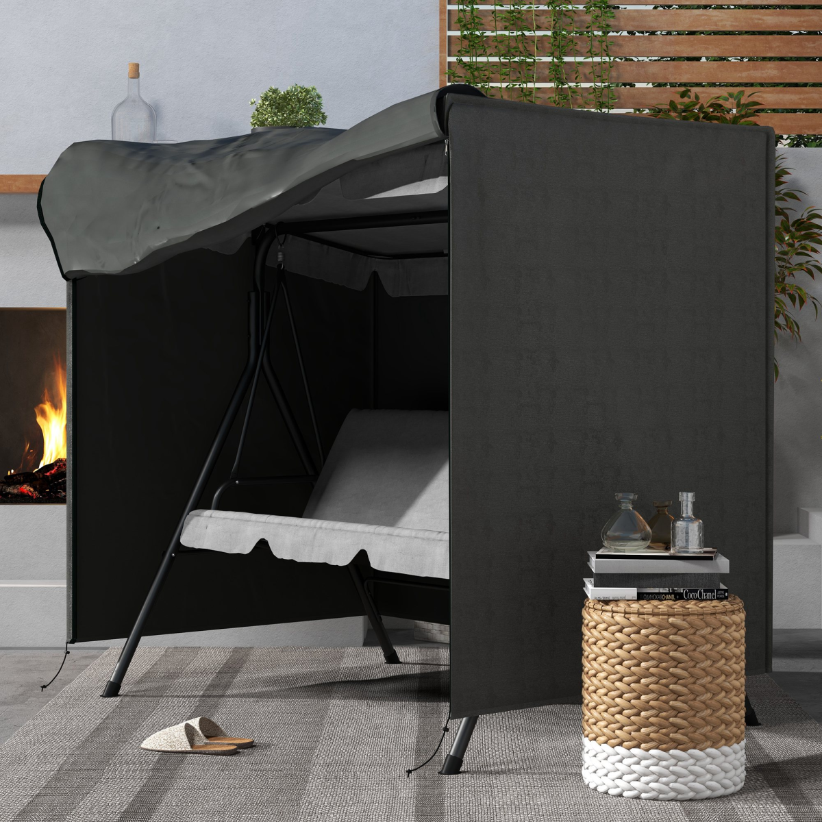 cortex-london-windsor-garden-swing-chair-cover-dark-grey-outsunny-oxford-fabric