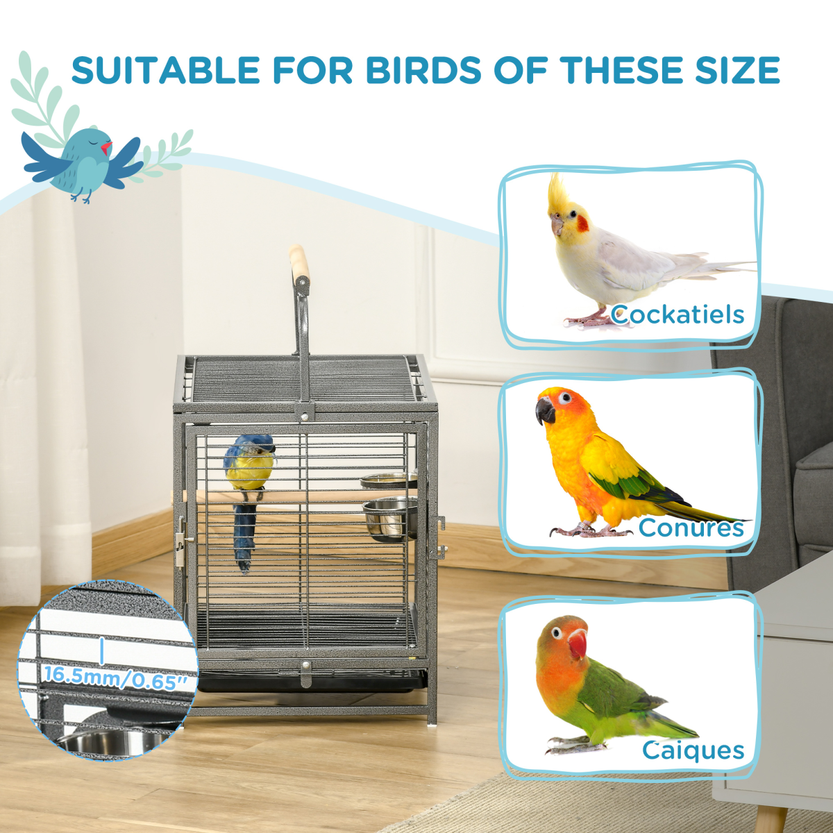 cortex-london-windsor-parrot-cage-bird-carrier-black-wooden-perch