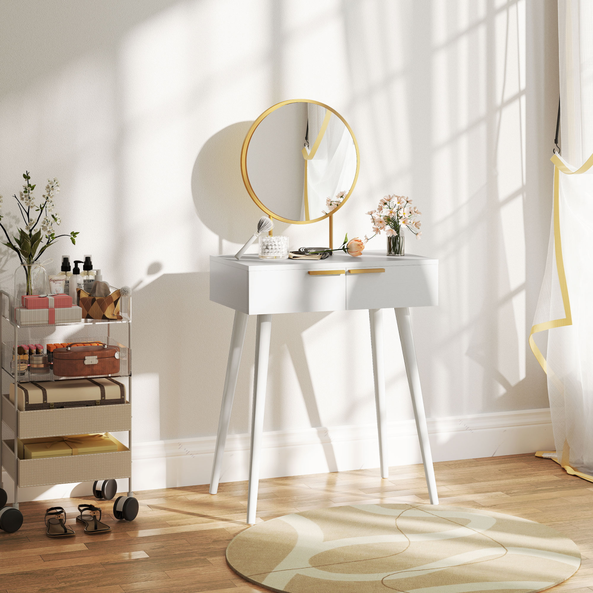 cortex-london-windsor-white-dressing-table-two-drawers-round-mirror