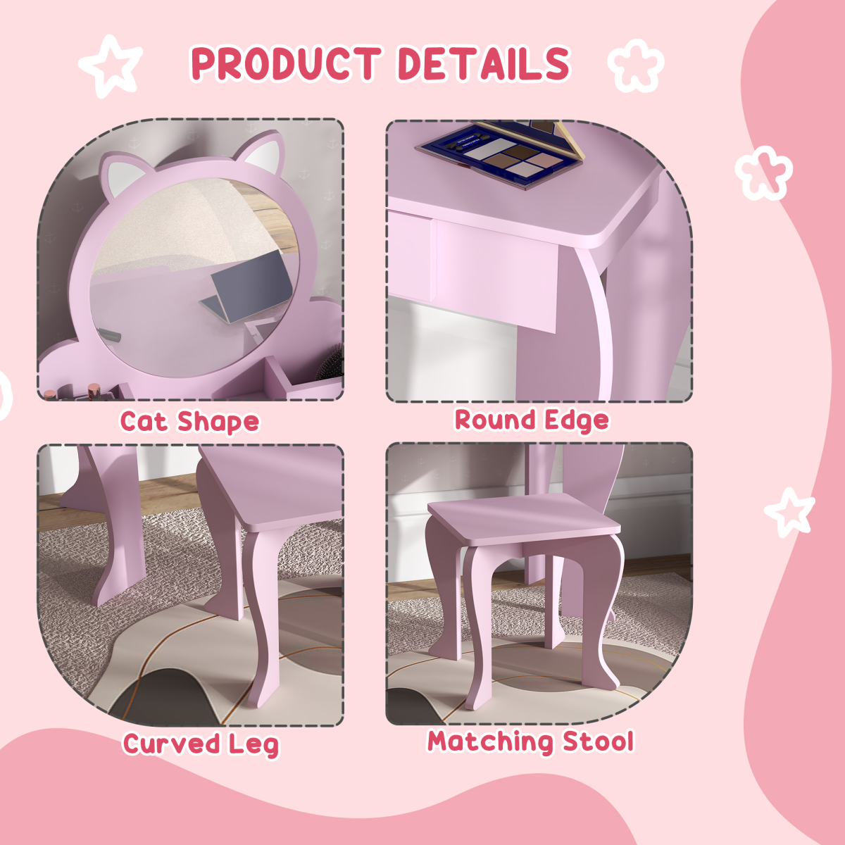 cortex-london-windsor-cat-kids-dressing-table-mirror-stool-storage-pink