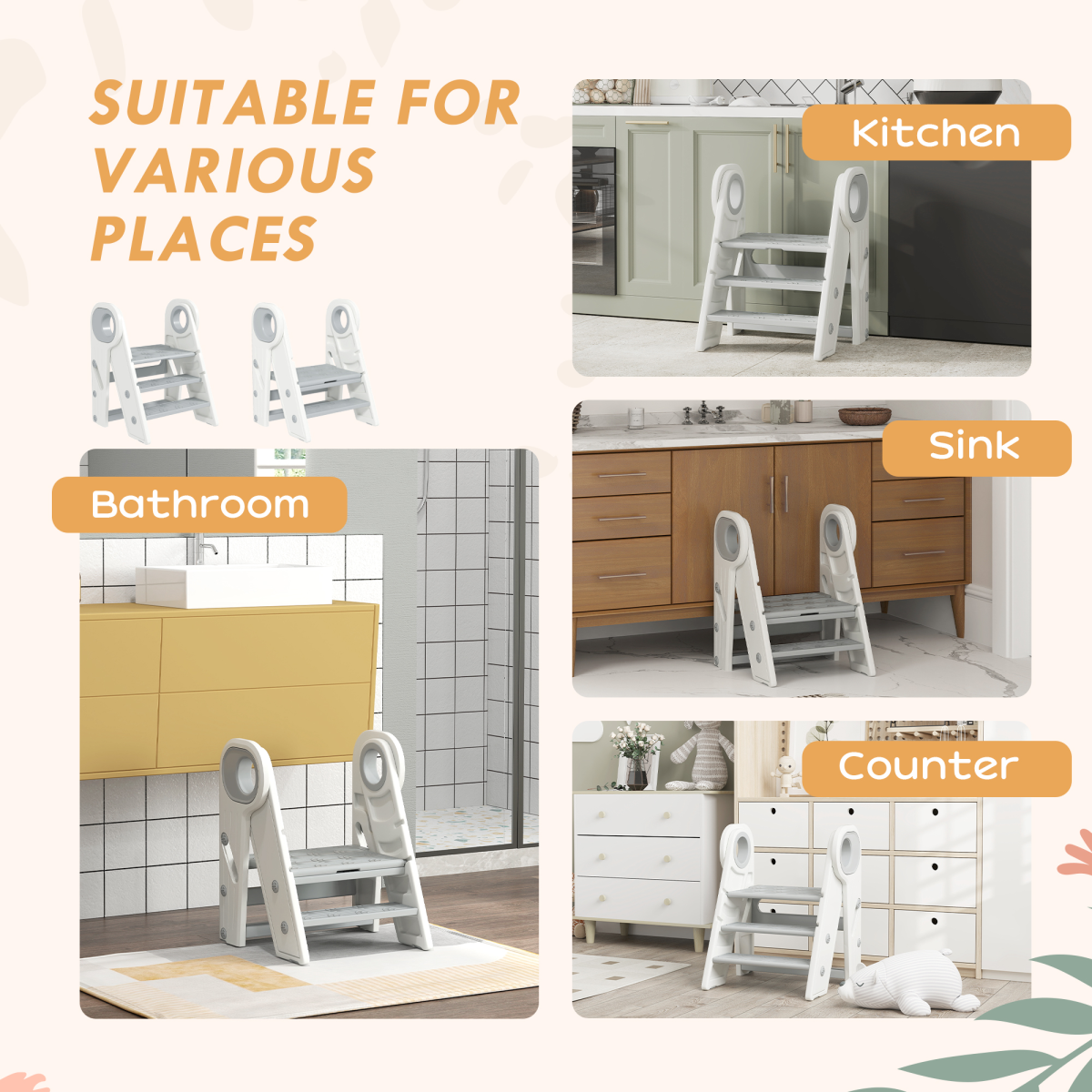 cortex-london-windsor-foldable-adjustable-toddler-step-stool-grey-and-white