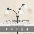 Arc Tree Floor Lamp 3 Adjustable Rotating Lights, with Steel Frame, 155cm, Black