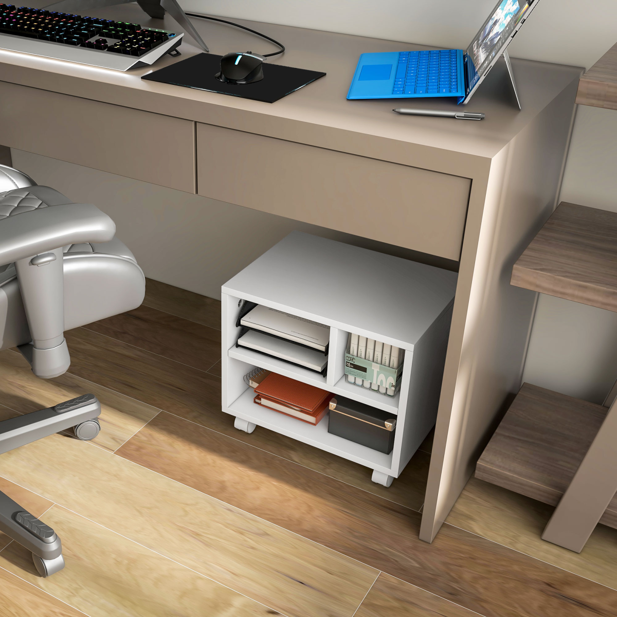 cortex-london-windsor-white-printer-stand-storage-cart-on-wheels