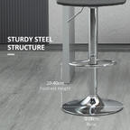 Set of 2, Adjustable Breakfast Dining Stools Swivel and Footrest, Grey
