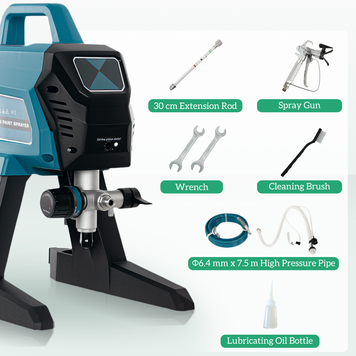 HOMCOM Airless Paint Sprayer, Wall Spray Gun for DIY Painting, 200 Bar
