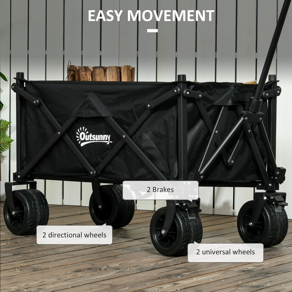 cortex-london-windsor-110l-foldable-garden-cart-outdoor-utility-wagon-black