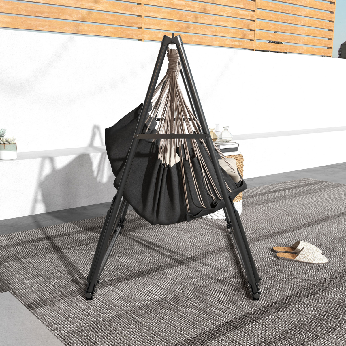 cortex-london-outsunny-york-foldable-2-in-1-black-steel-hammock-stand