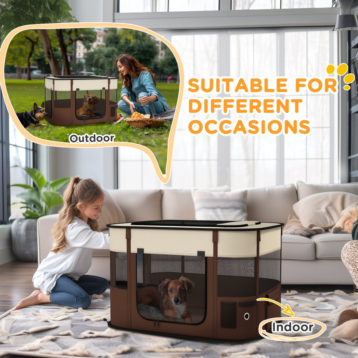 cortex-london-york-portable-pet-pen-for-puppies-rabbits-kittens-guinea-pigs-brown