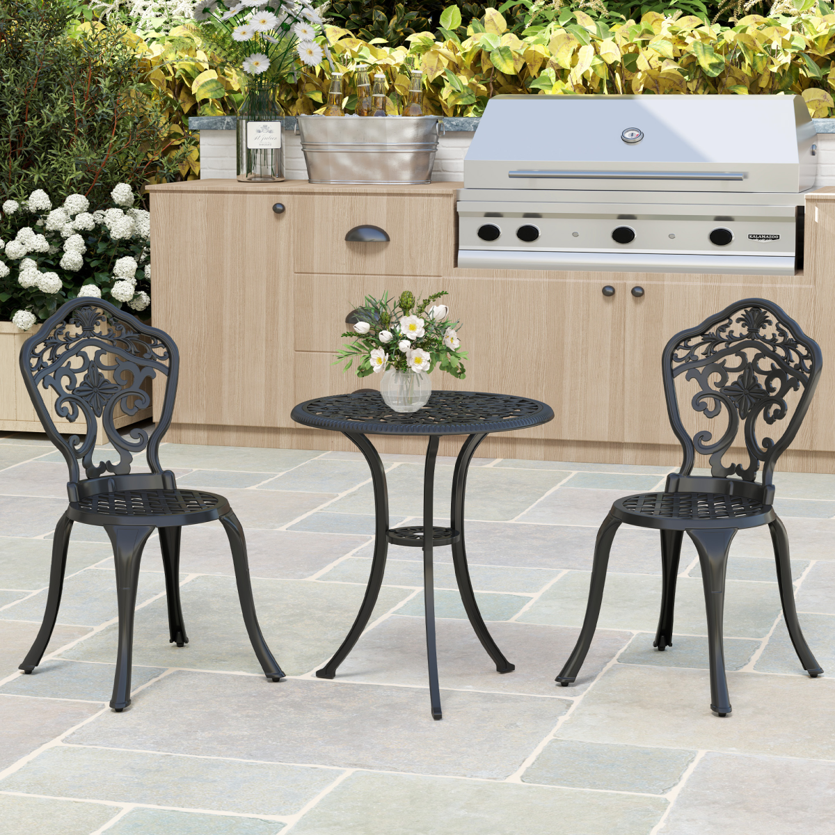 cortex-london-kensington-black-cast-aluminium-bistro-set-two-chairs-table-parasol-hole