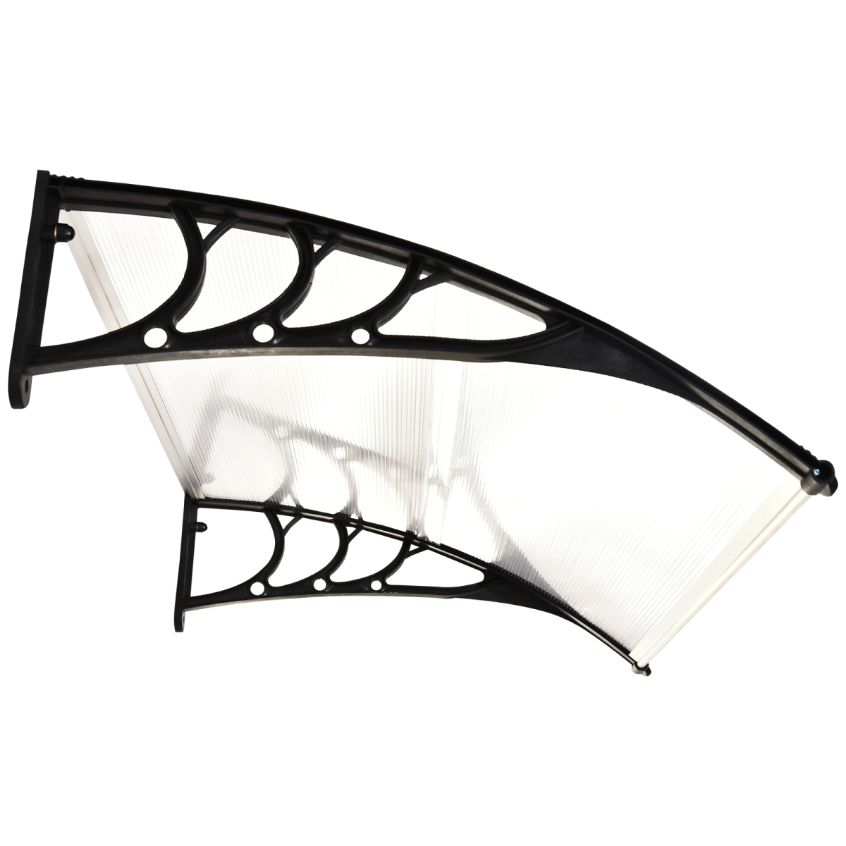 75 L x 120 W x 23 H cm Clear Polycarbonate Curved Awning w/ Black Bracket